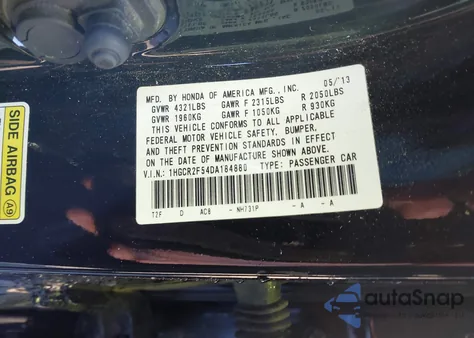 2013 Honda Accord Sport from USA, damaged, VIN 1HGCR2F54DA184880